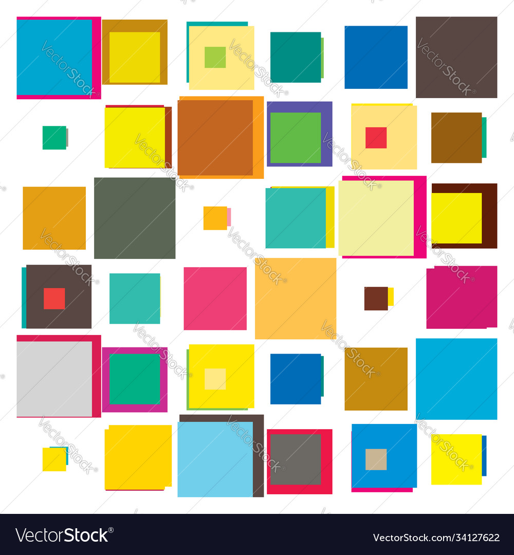 Playful colored overlapping random squares vector image Playful colored overlapping random squares