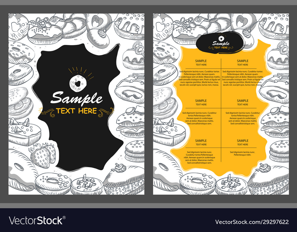 Template different types donut for menu vector image Template different types donut for menu