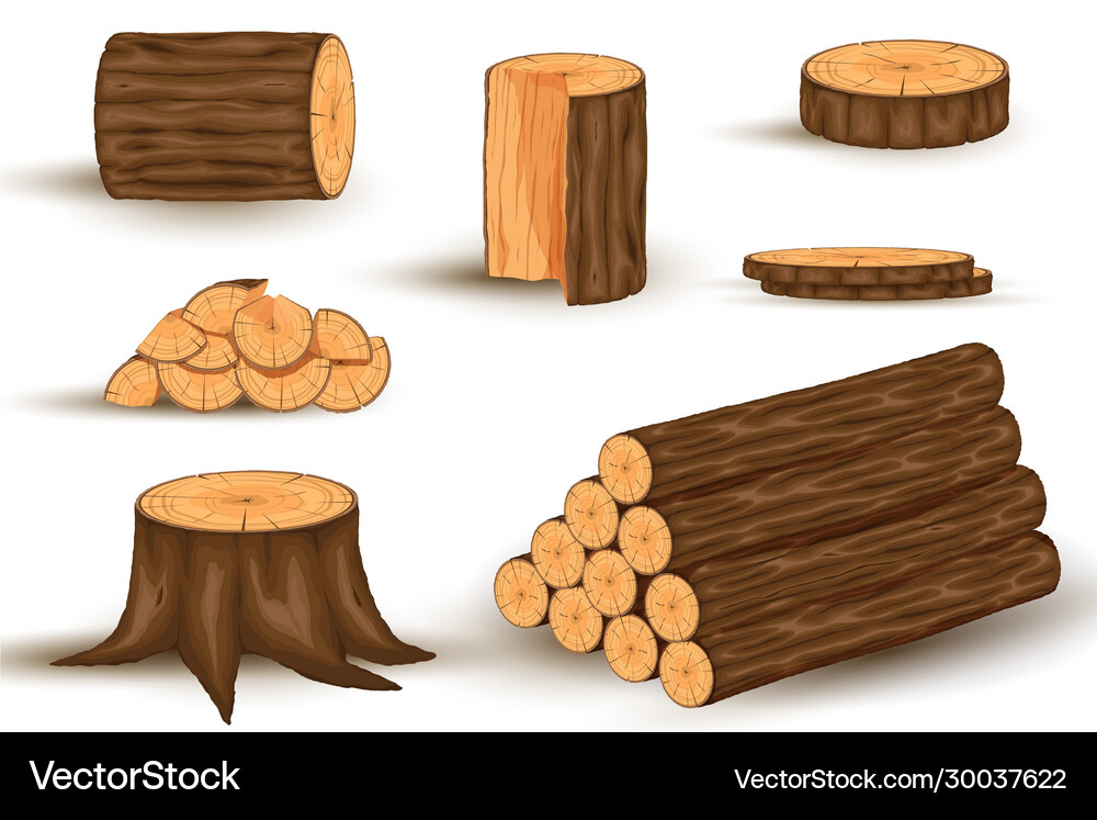 Wood material and manufactured products Royalty Free Vector
