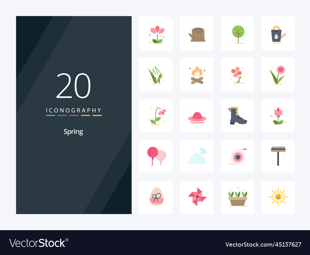 20 spring flat color icon for presentation