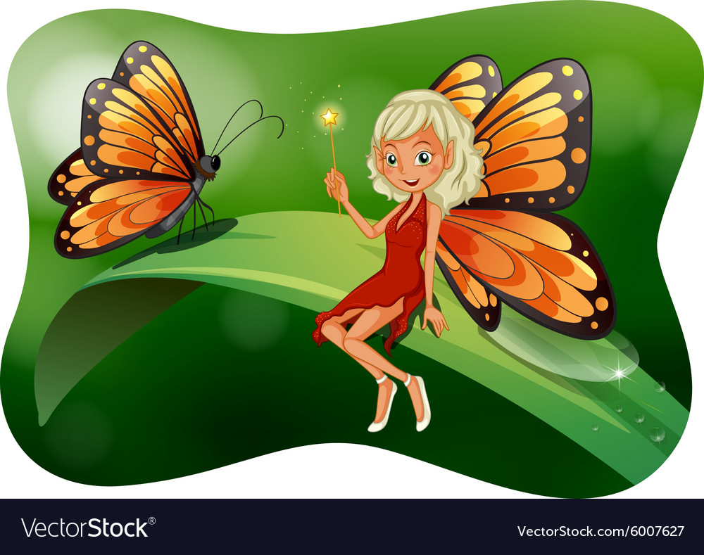 Beautiful fairy with butterfly Royalty Free Vector Image