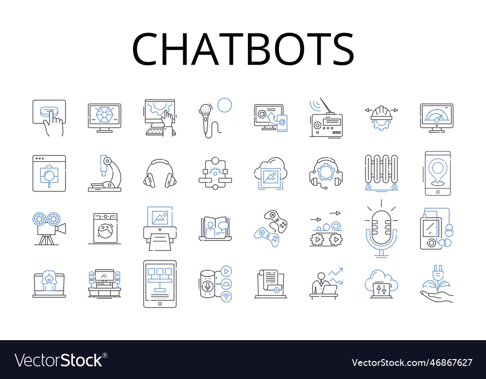 Chatbots line icons collection artificial Vector Image Chatbots line icons collection artificial