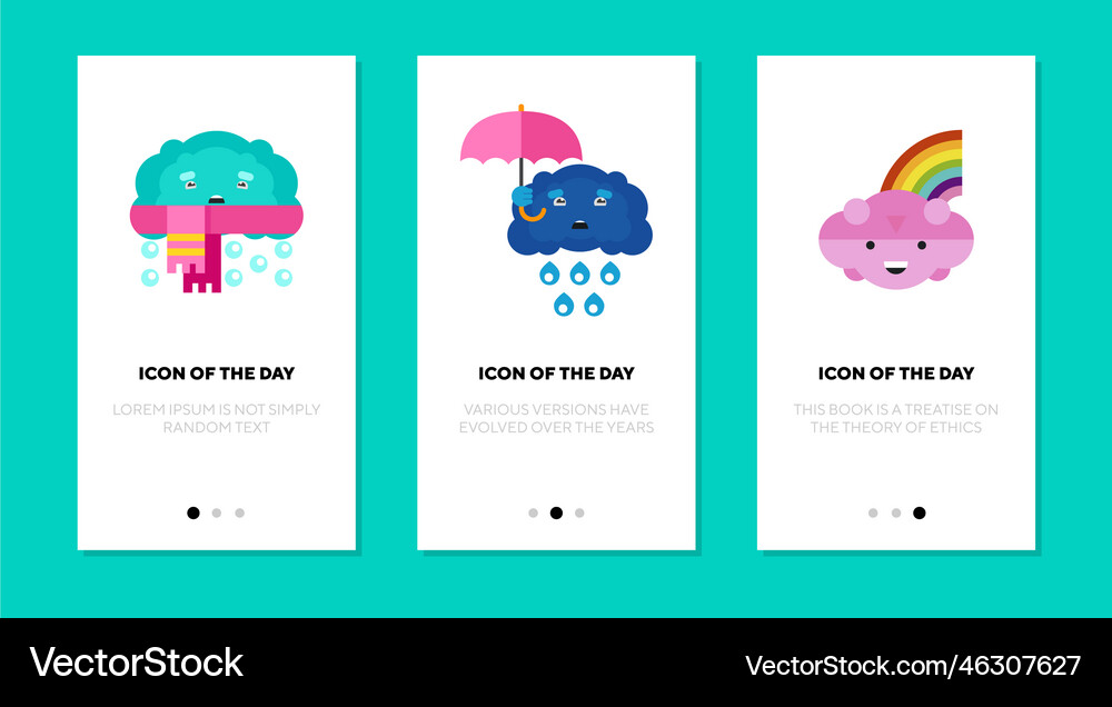 Cute clouds flat icon set Royalty Free Vector Image