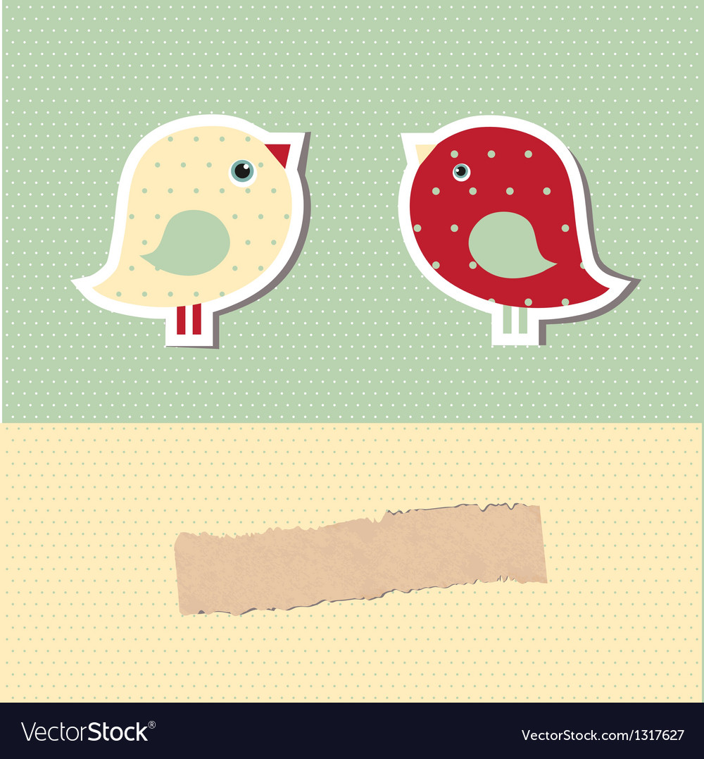 Cute greetings card with birds on a swing