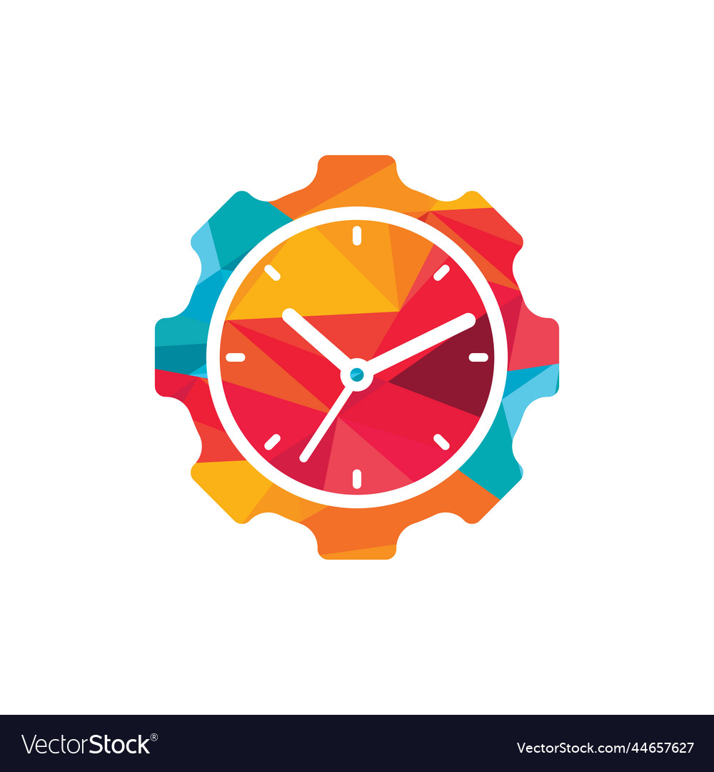 Gear and analog clock logo design template Vector Image