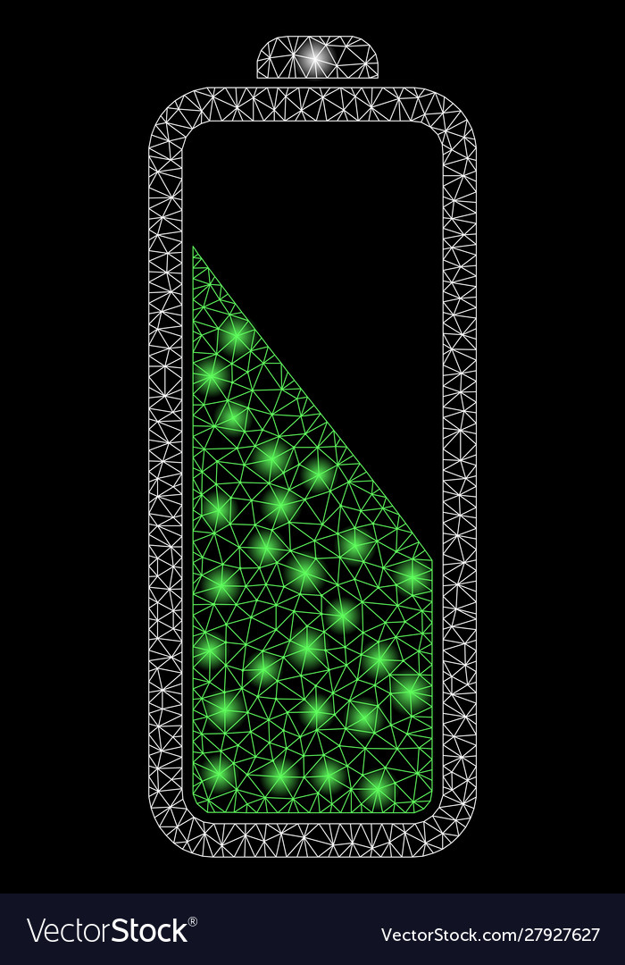 Glowing mesh network battery level with flare vector image Glowing mesh network battery level with flare