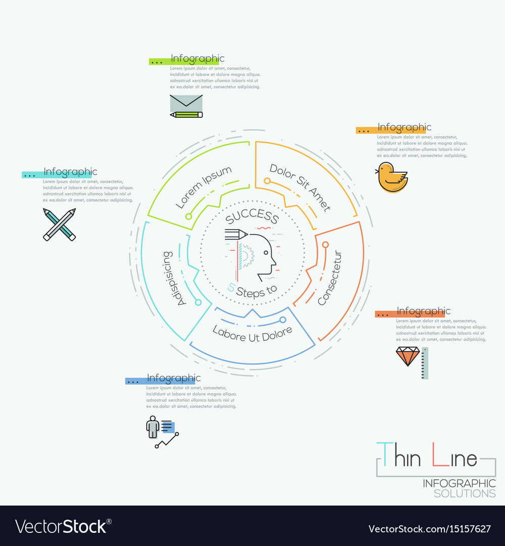 Infographic design layout circular chart with 5 Vector Image