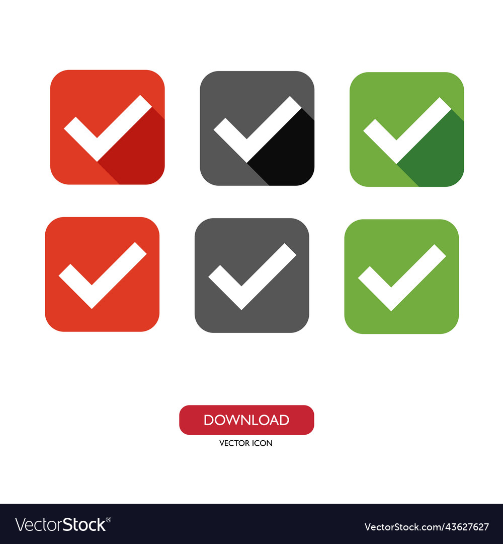 Large set of flat buttons green red check marks Vector Image Large set of flat buttons green red check marks