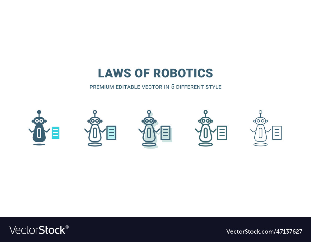 Laws of robotics icon in 5 different style vector image Laws of robotics icon in 5 different style