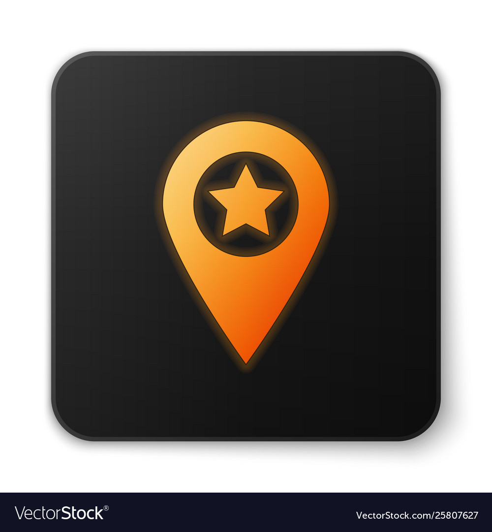 Orange glowing map pointer with star icon isolated Vector Image Orange glowing map pointer with star icon isolated