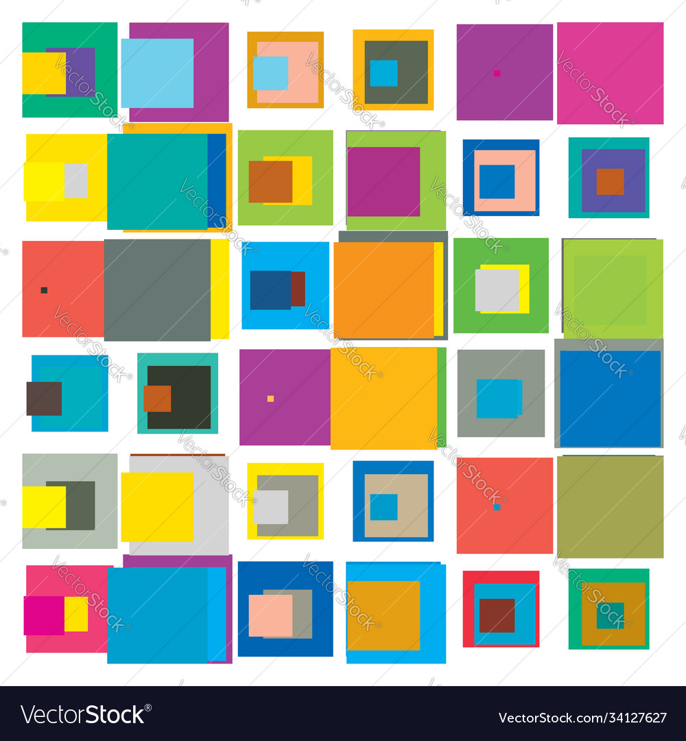 Playful colored overlapping random squares vector image Playful colored overlapping random squares