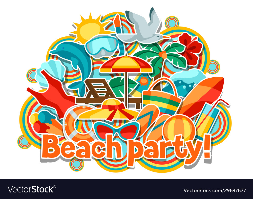 Print with summer and beach objects vector image Print with summer and beach objects