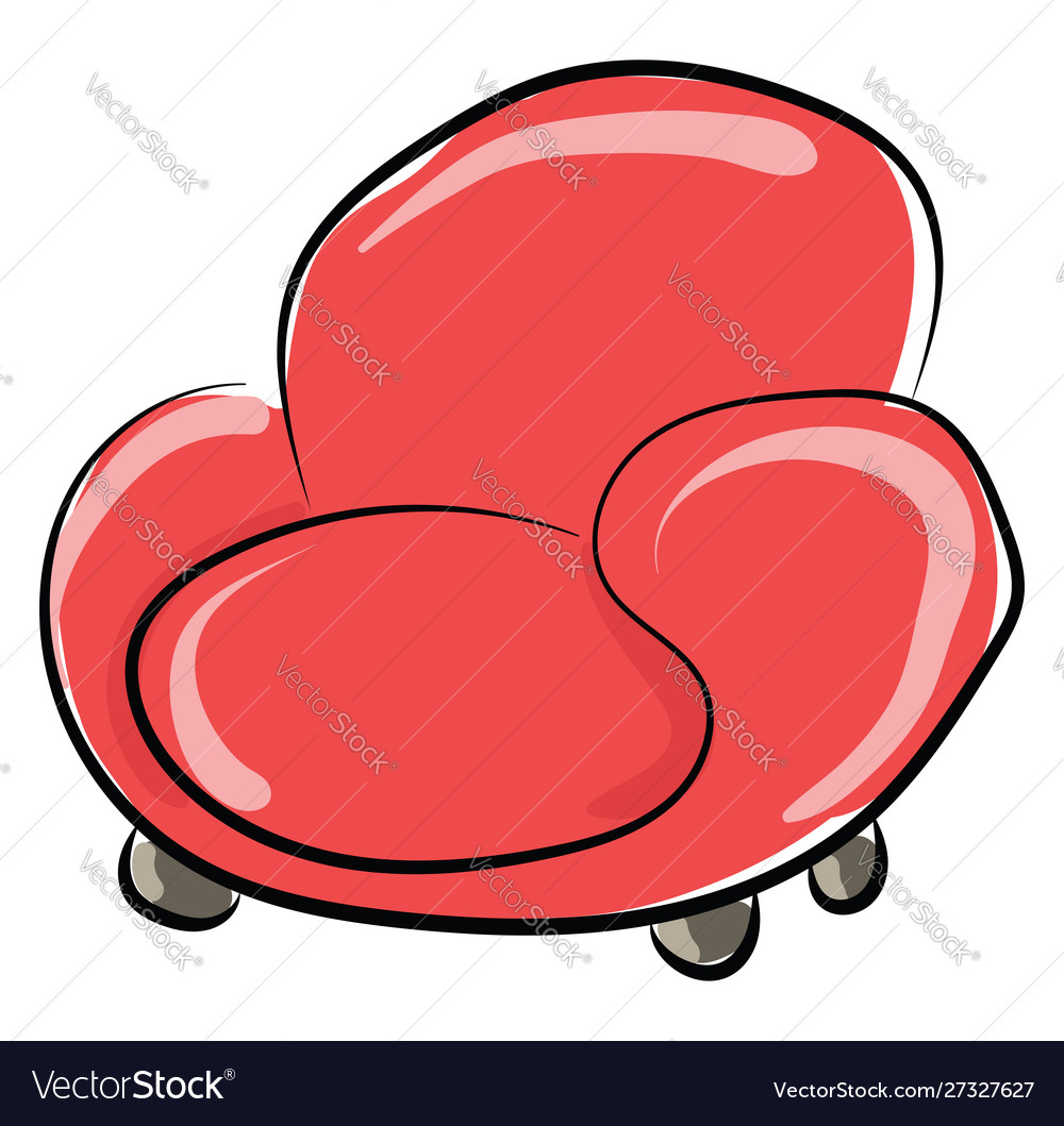 Red ottoman on white background