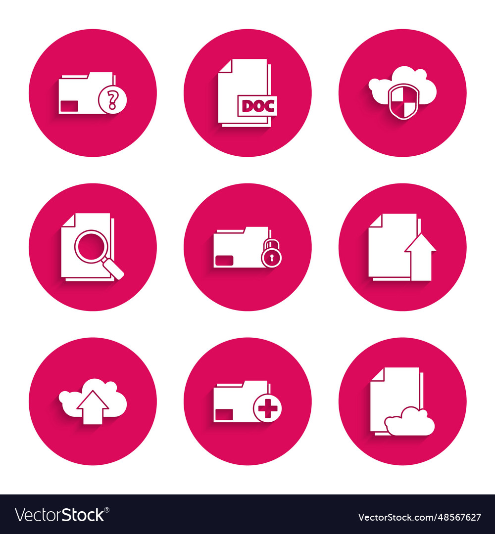 Set folder and lock add new cloud storage vector image Set folder and lock add new cloud storage