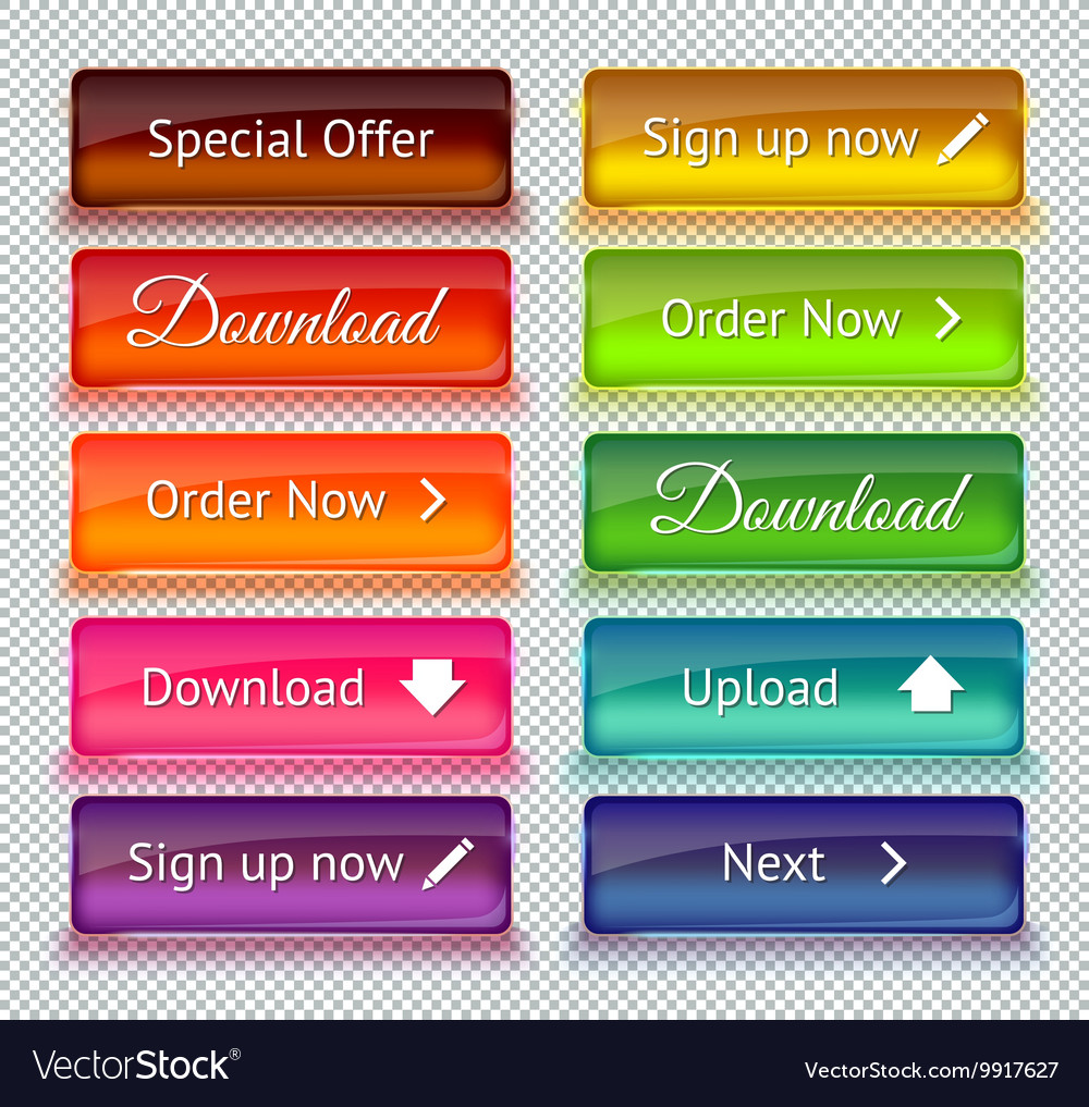 Set of colored glass buttons for web interface