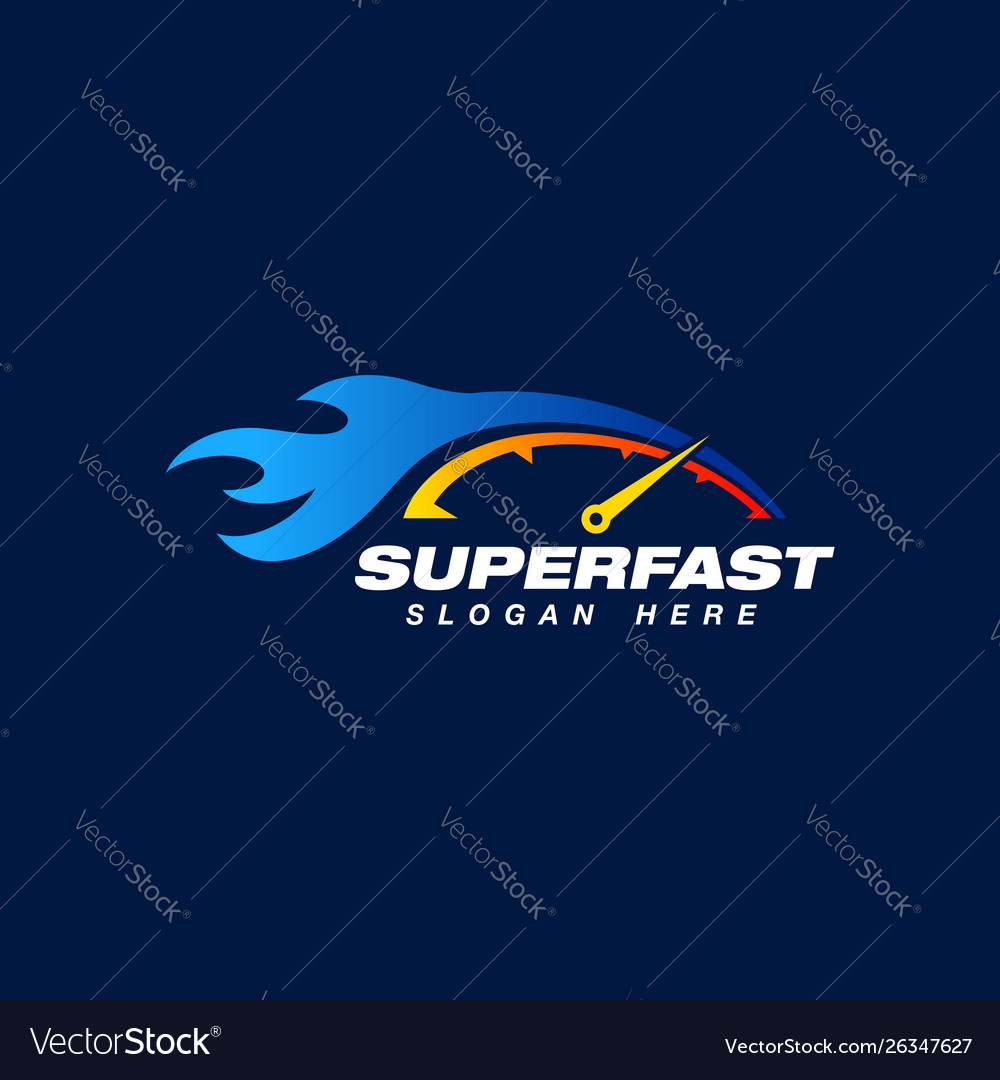 Speed indicator logo design with flame effect vector image Speed indicator logo design with flame effect