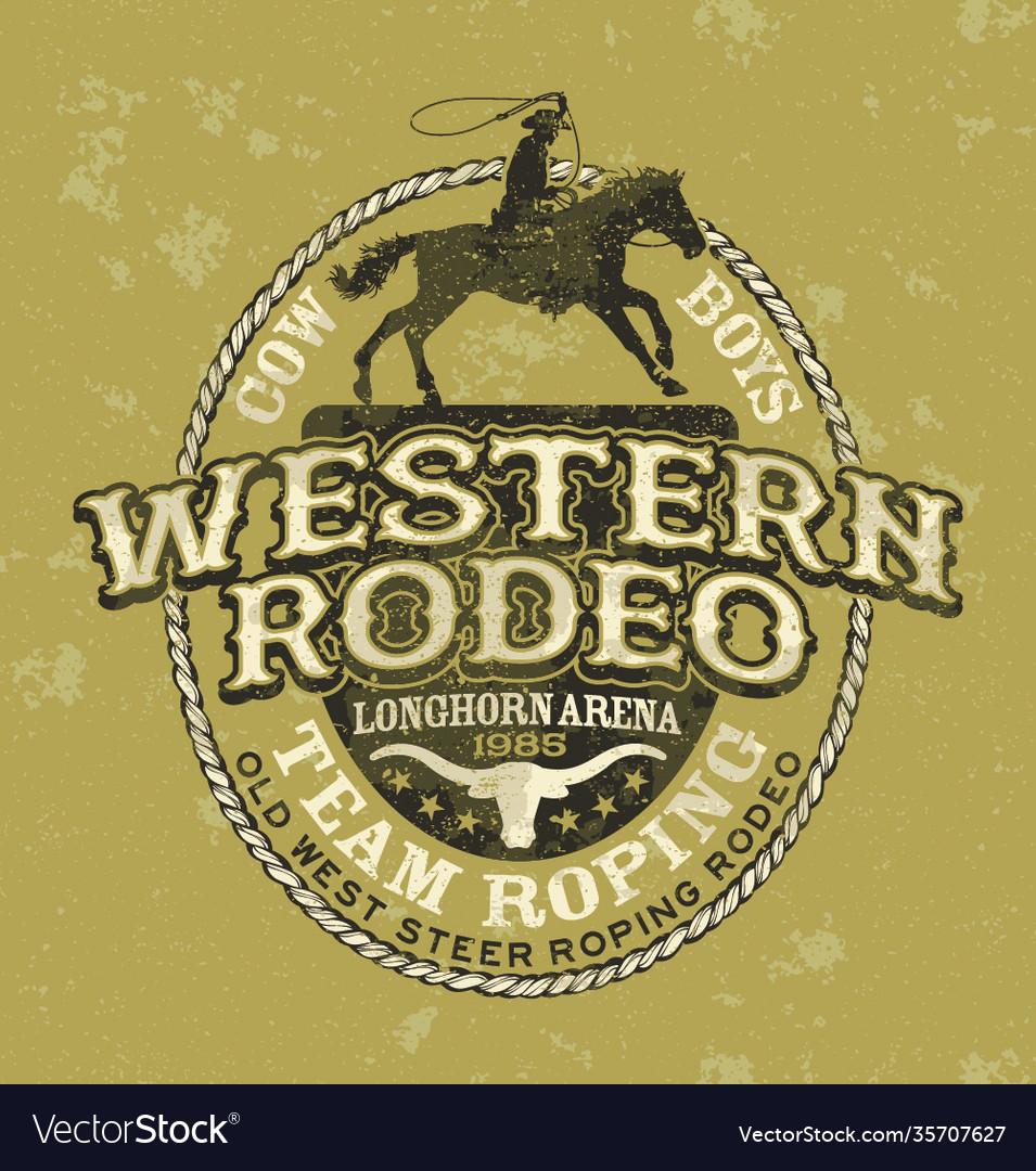 Team roping western cowboy rodeo Royalty Free Vector Image