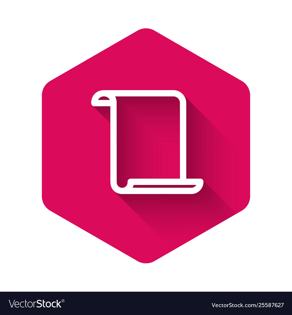 White paper scroll icon isolated with long shadow vector image White paper scroll icon isolated with long shadow
