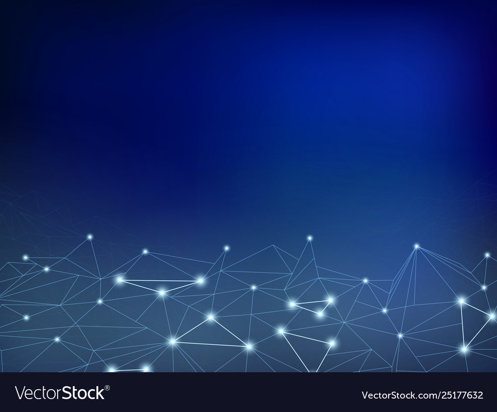Dark background with polygon mesh light points vector image Dark background with polygon mesh light points