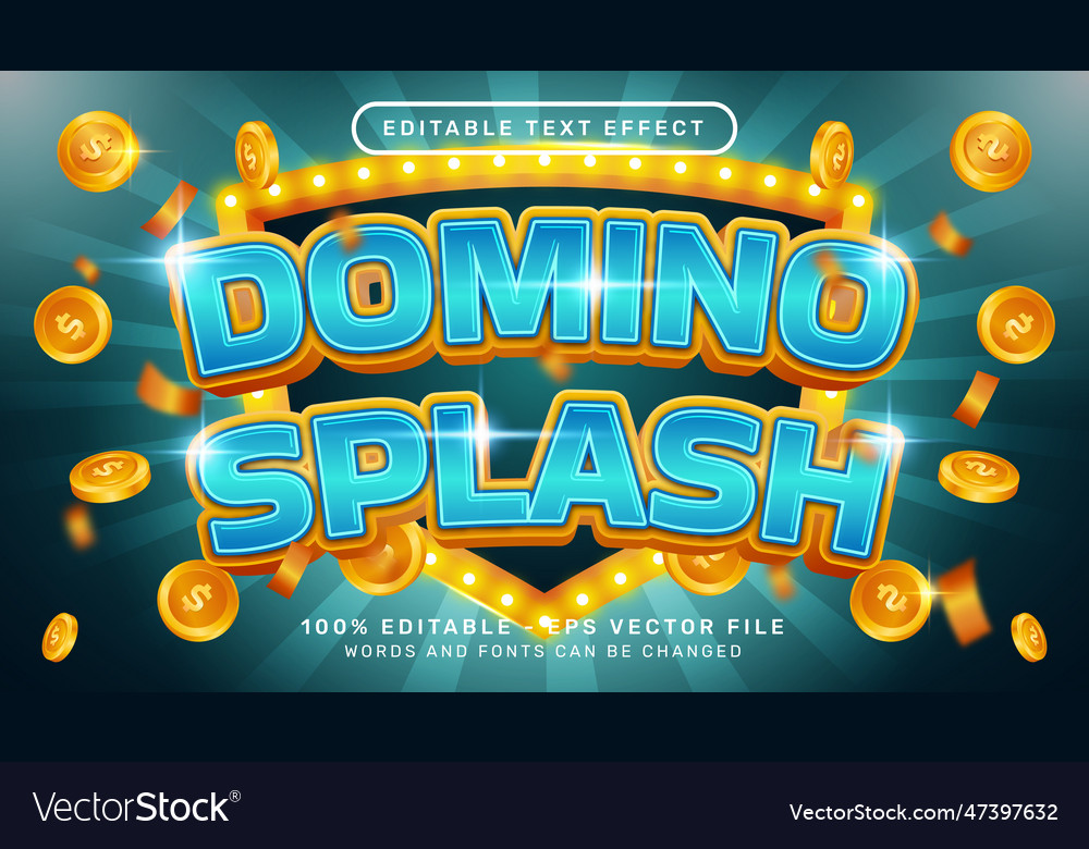 Editable text effect domino splash 3d style