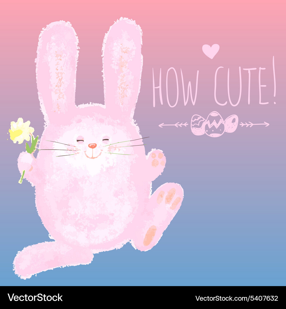 Greeting card with cute bunny and hand writing Vector Image