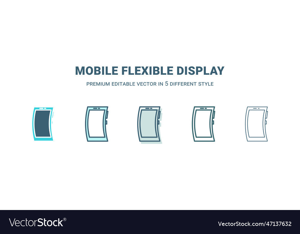Mobile flexible display icon in 5 different style