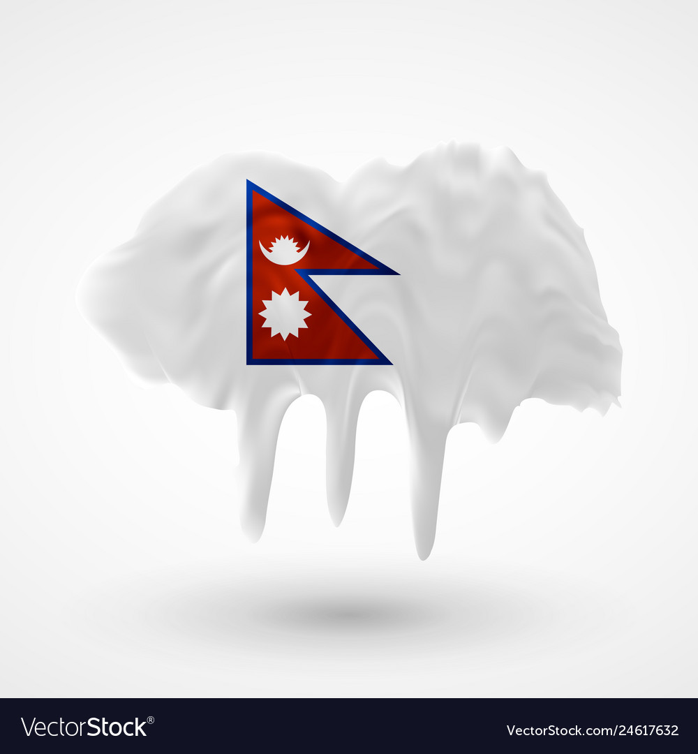 Nepal Flag with Paint Splatter