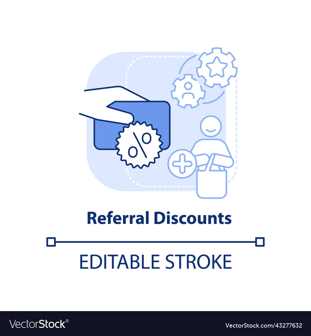 Referral discounts light blue concept icon