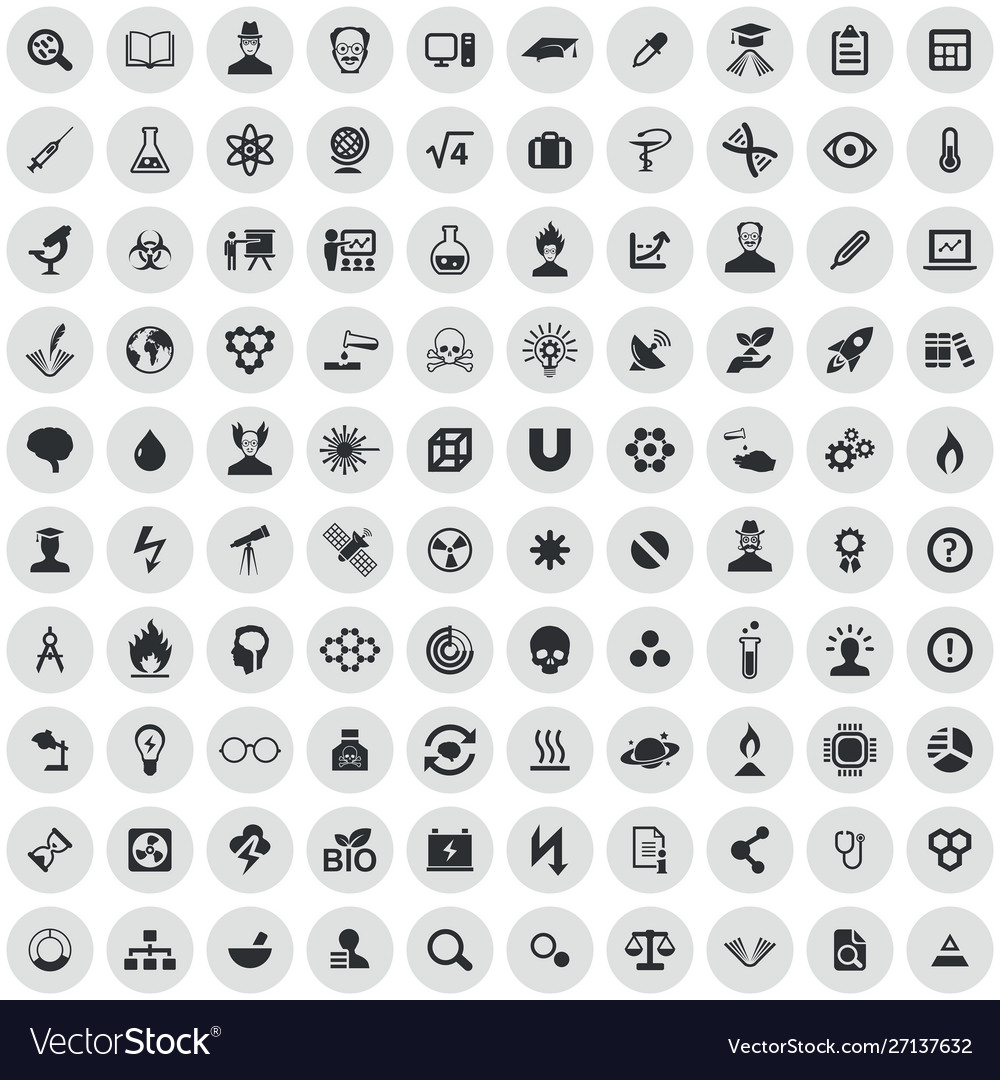 Science 100 icons universal set for web and ui