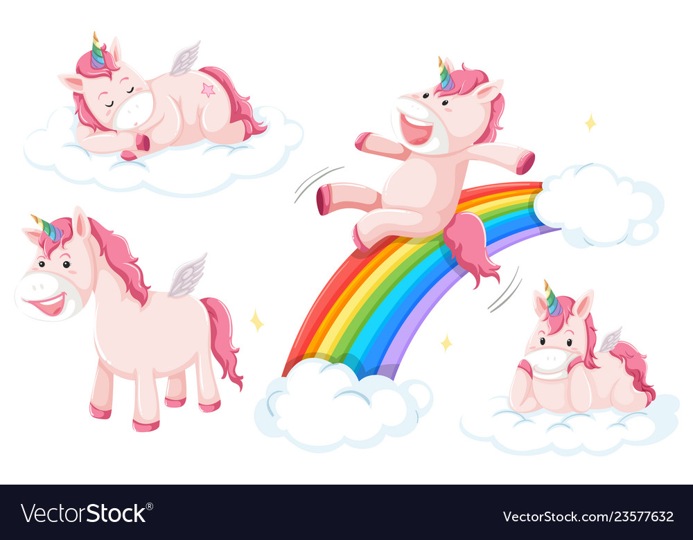 Set of pink unicorn