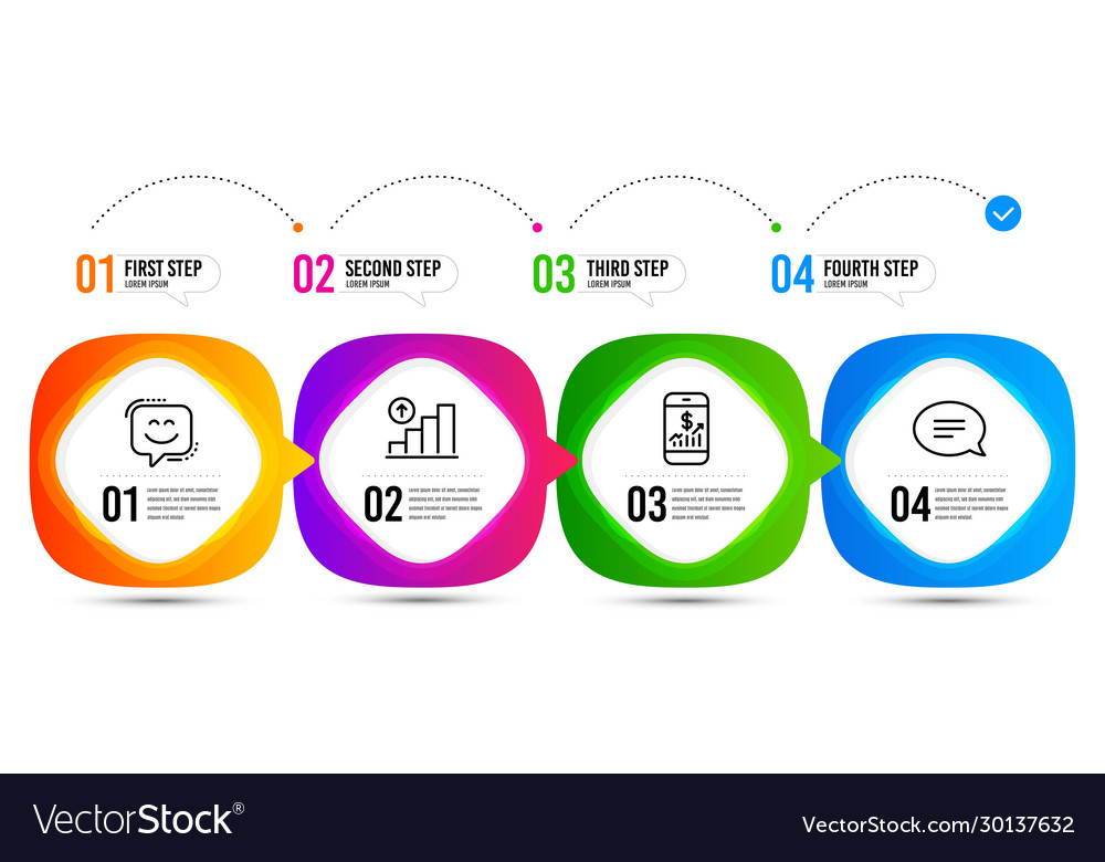 Smile face chat and graph chart icons set mobile vector image Smile face chat and graph chart icons set mobile