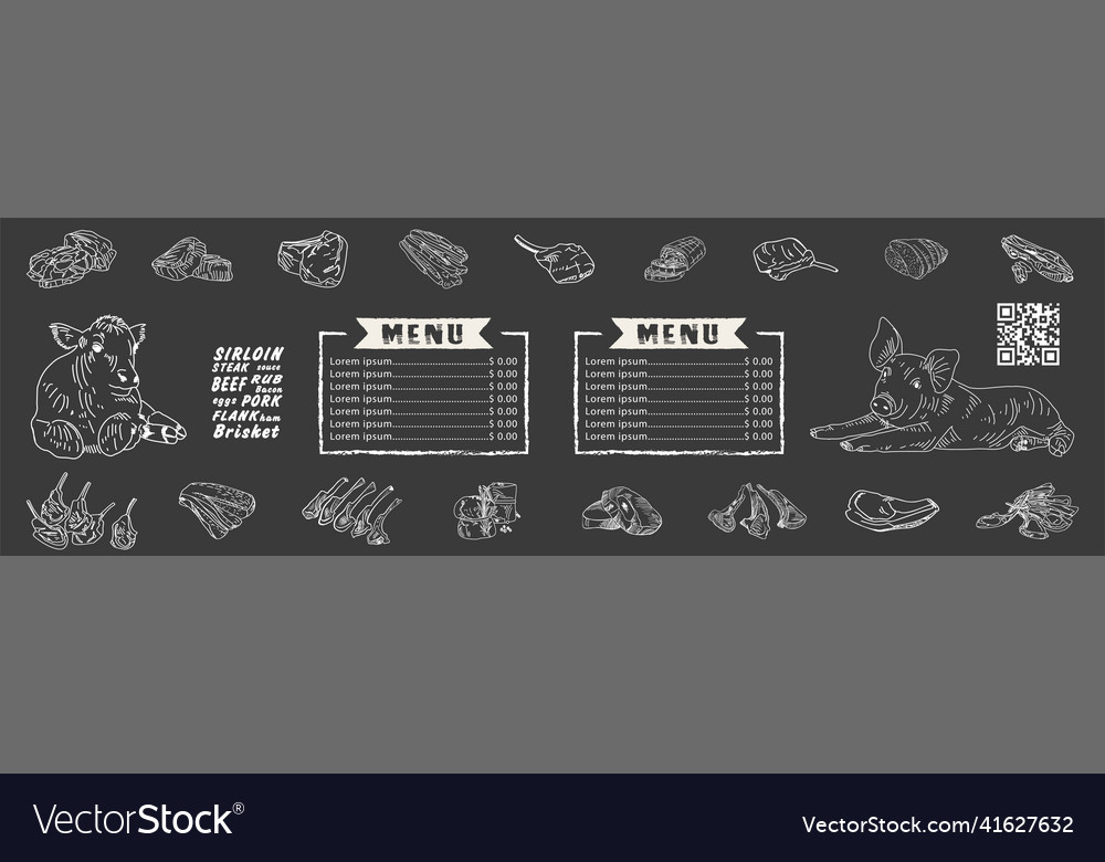 Vintage Metzgerei handgezeichnet auf einem schwarzen vector image Vintage Metzgerei handgezeichnet auf einem schwarzen