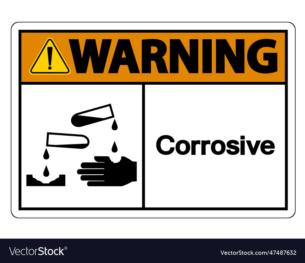 Warning Corrosive Symbol Sign Isolate On White Vector Image