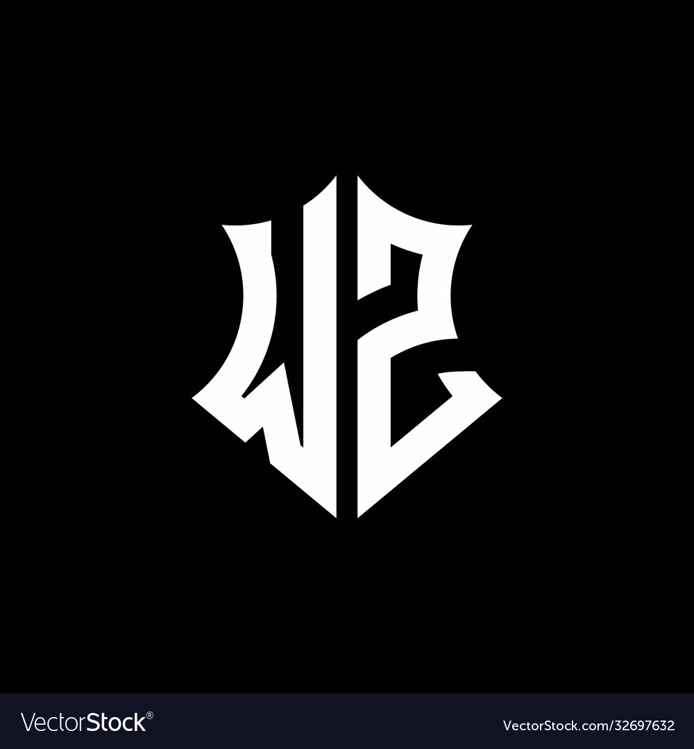 Wz monogram logo with a sharp shield style vector image Wz monogram logo with a sharp shield style