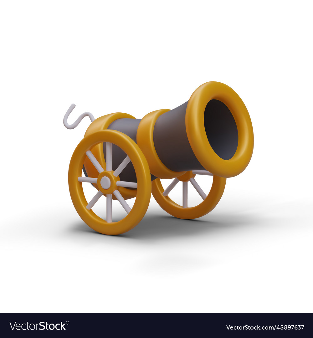Ancient cannon on wheels for computer game vector image Ancient cannon on wheels for computer game