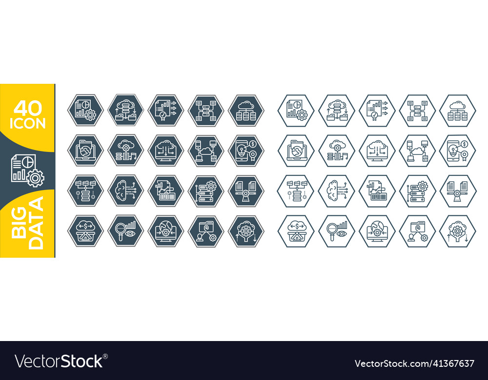 Big data line icons set of analysis related