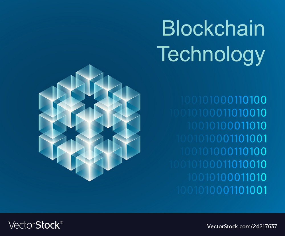 Blockchain concept slider banner design Royalty Free Vector