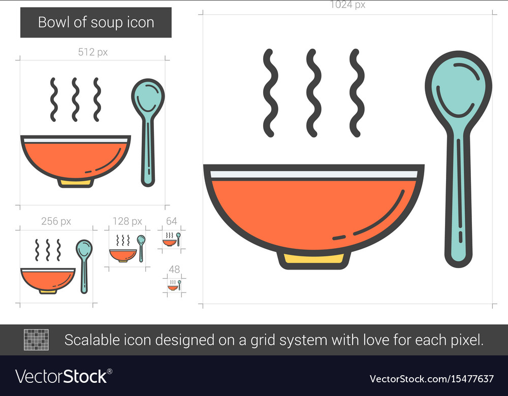 Bowl of soup line icon