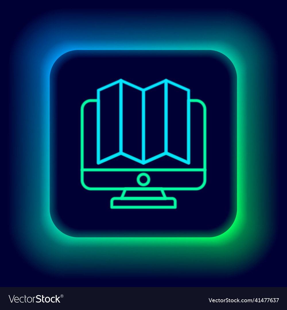 Glowing neon line location of the forest on a map vector image Glowing neon line location of the forest on a map
