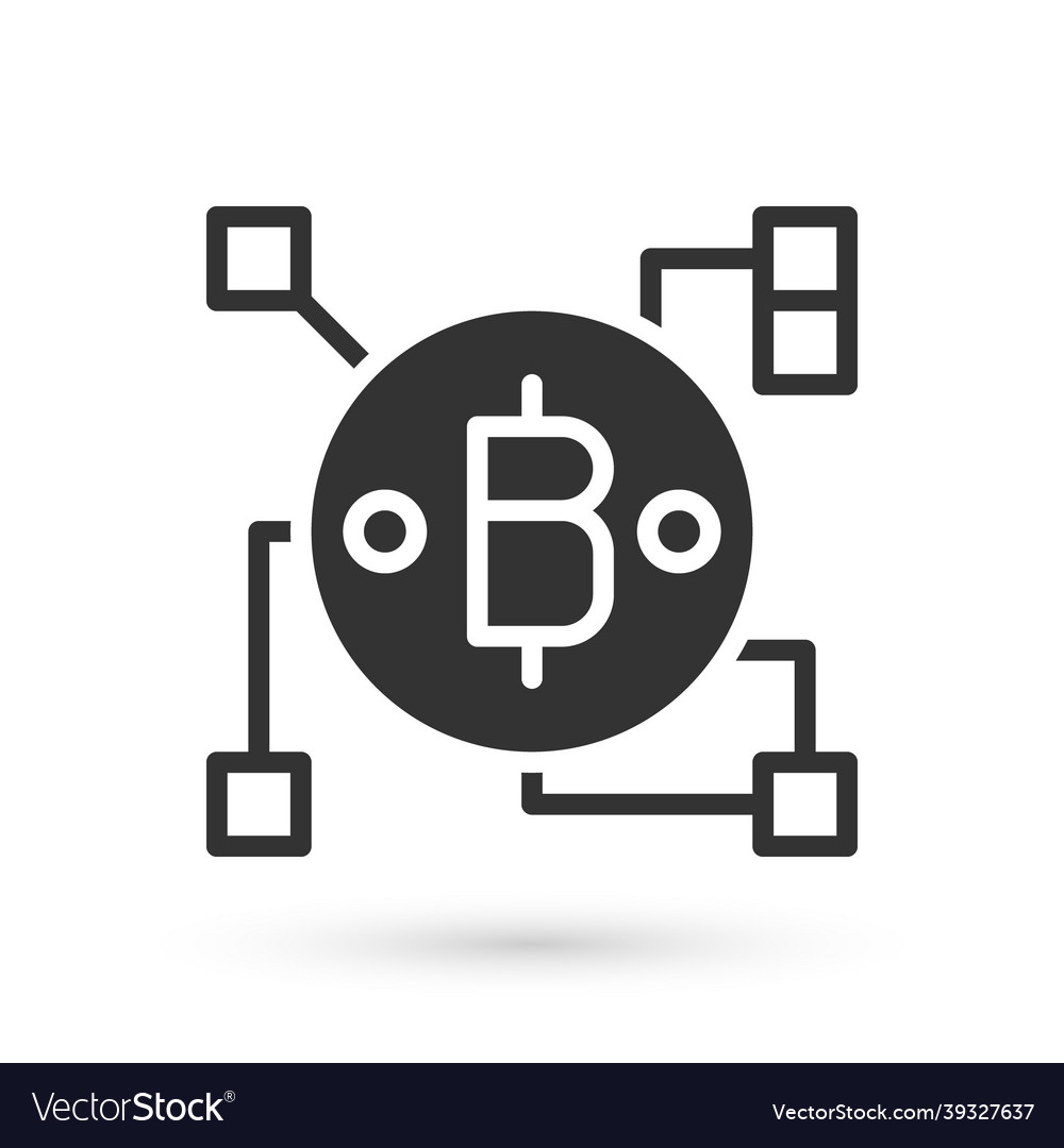 Grey blockchain technology bitcoin icon isolated Vector Image Grey blockchain technology bitcoin icon isolated