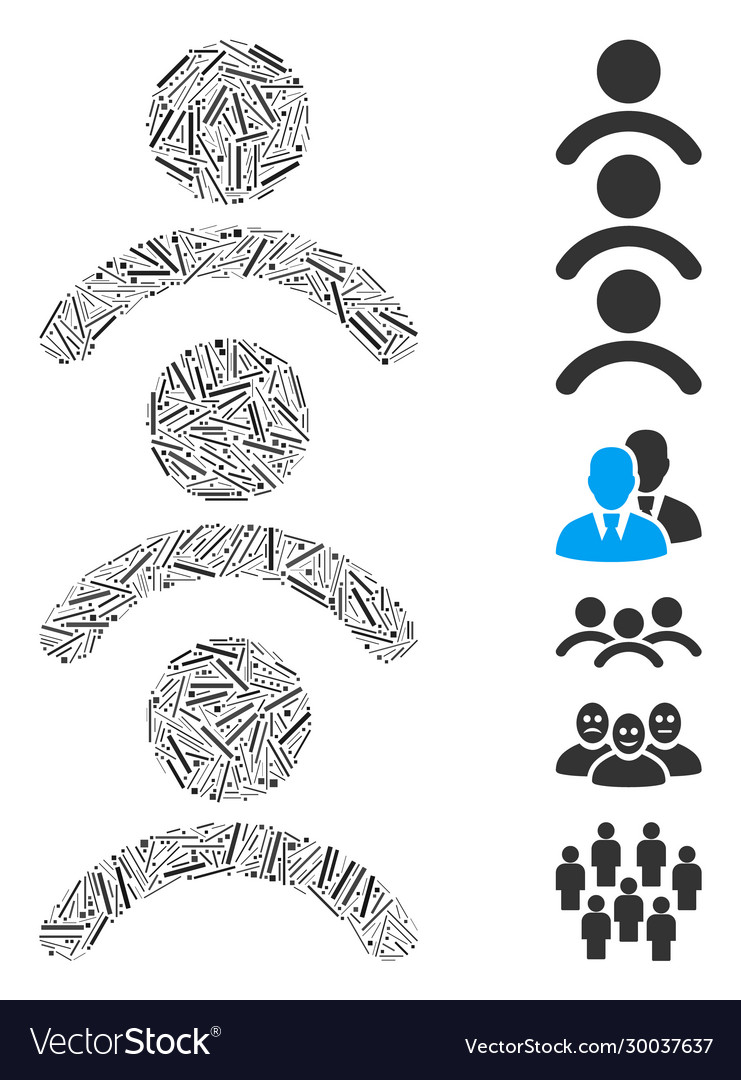 Hatch mosaic man queue vector image Hatch mosaic man queue
