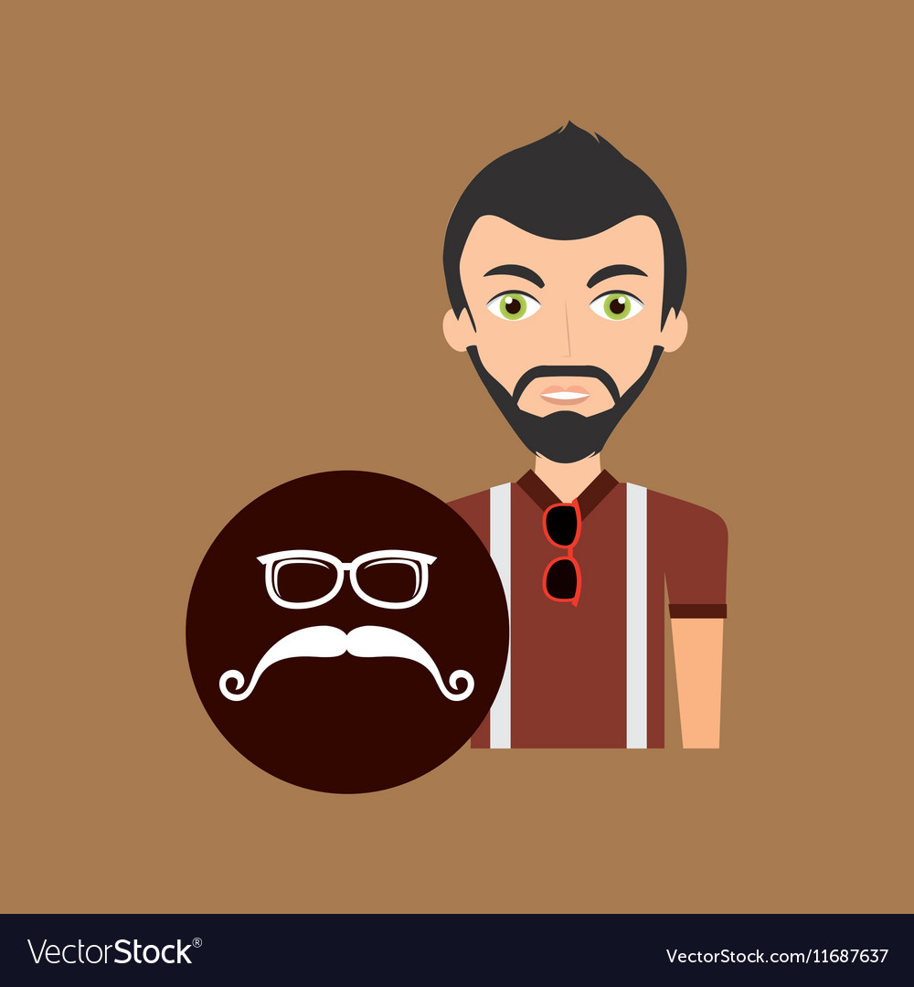 Hipster Style Character Mustaches And Eyeglasses Vector Image
