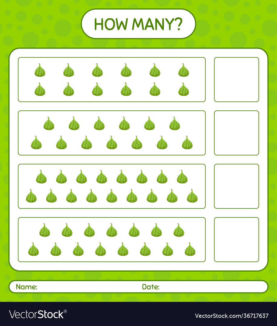 How many counting game with indian fig worksheet vector image How many counting game with indian fig worksheet