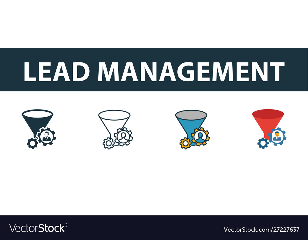 Lead management icon set premium symbol Royalty Free Vector