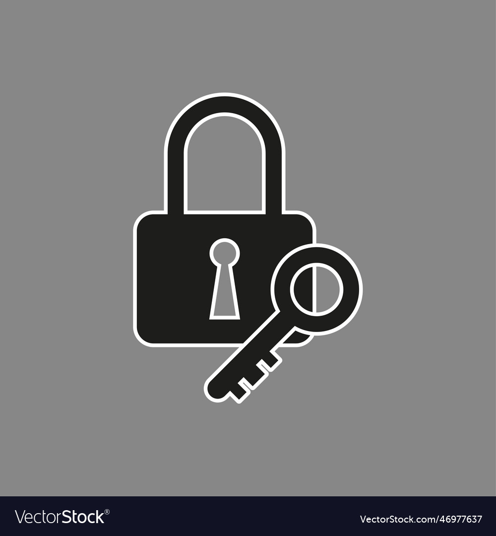 Lock key icon in flat style computer interface