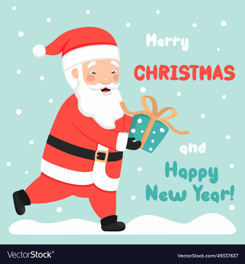 Merry christmas and new year greeting card cute Vector Image