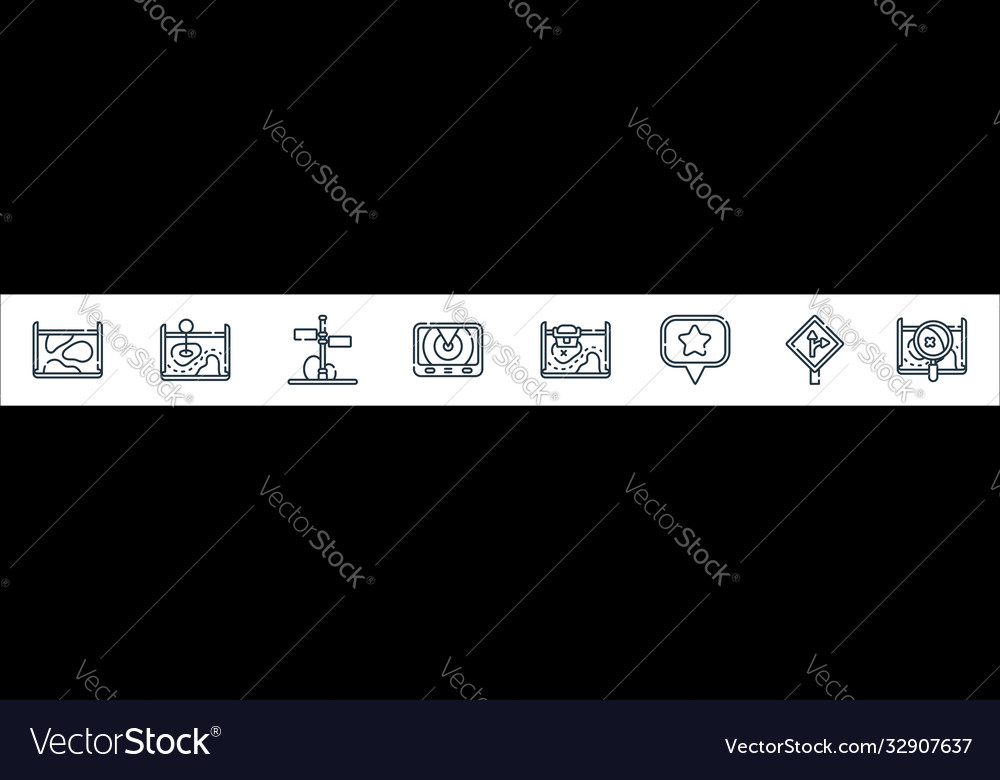 Navigation and maps line icons linear set quality vector image Navigation and maps line icons linear set quality