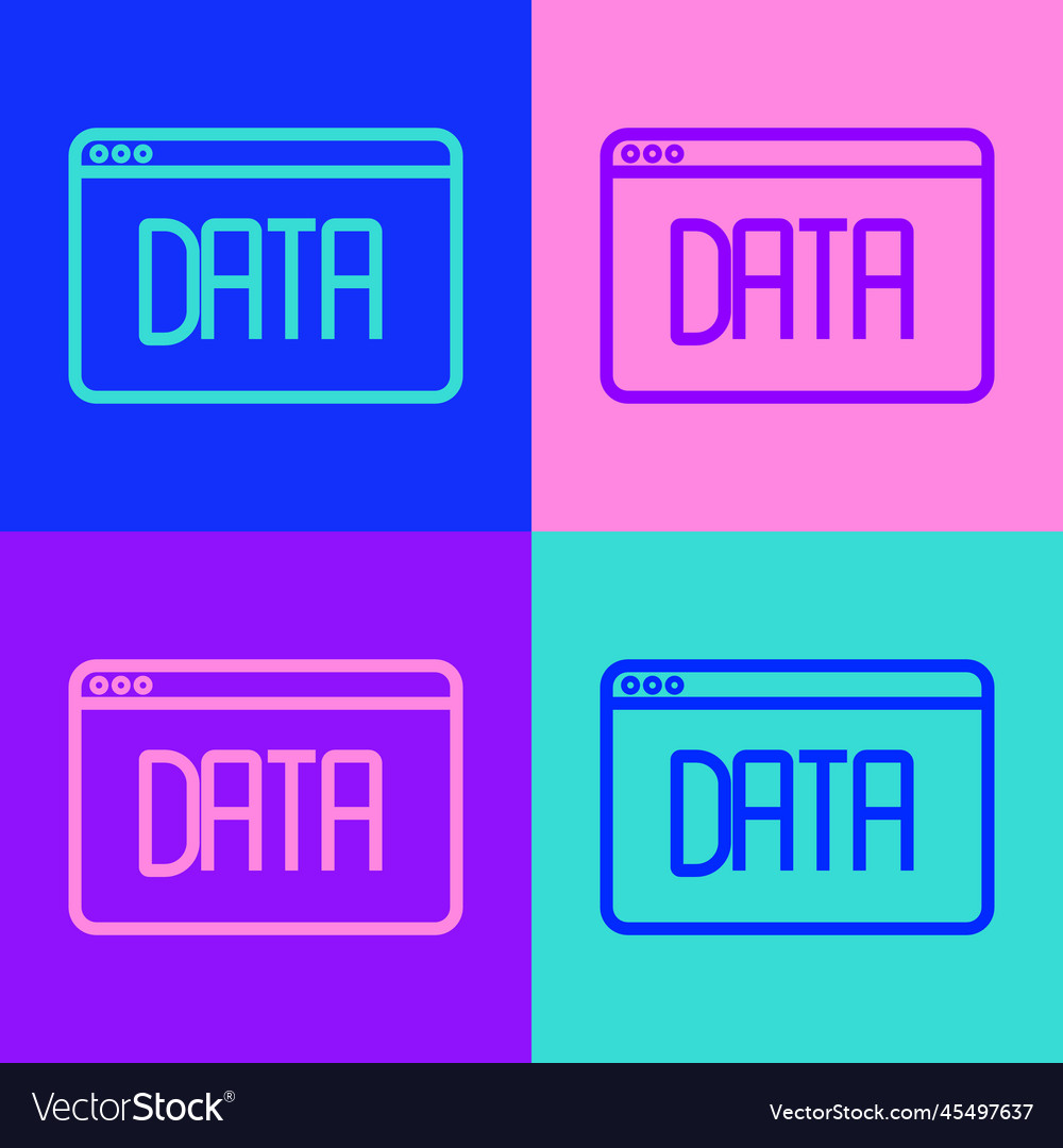 Pop art line data analysis icon isolated on color vector image Pop art line data analysis icon isolated on color