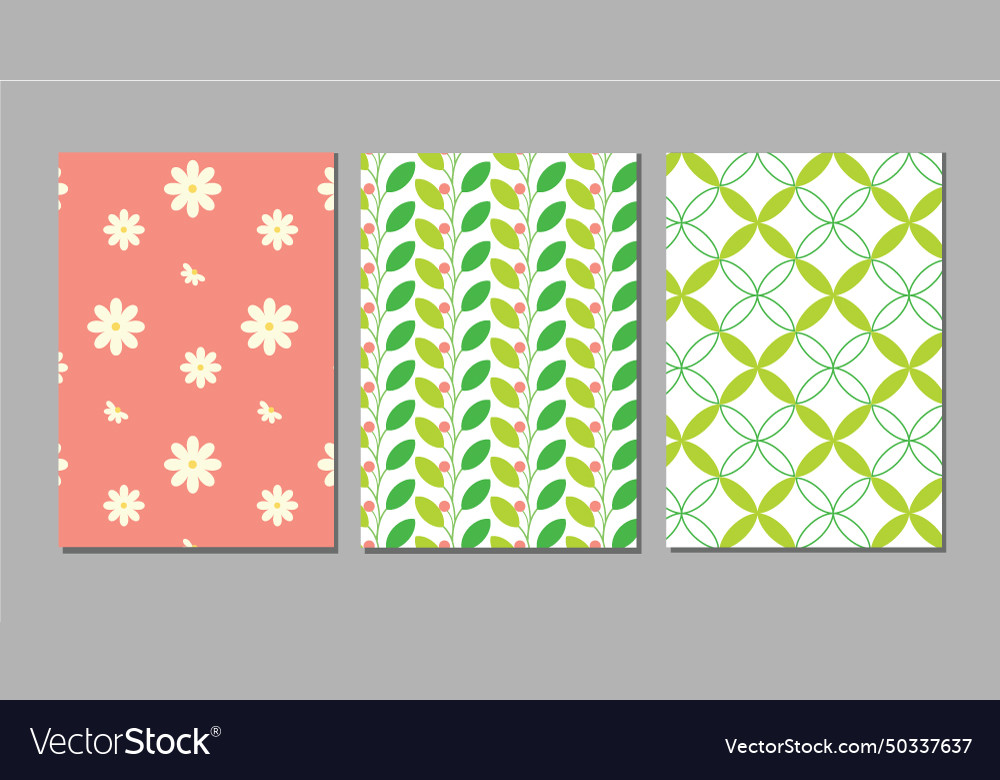 Set of 3 notebooks pattern spring theme design