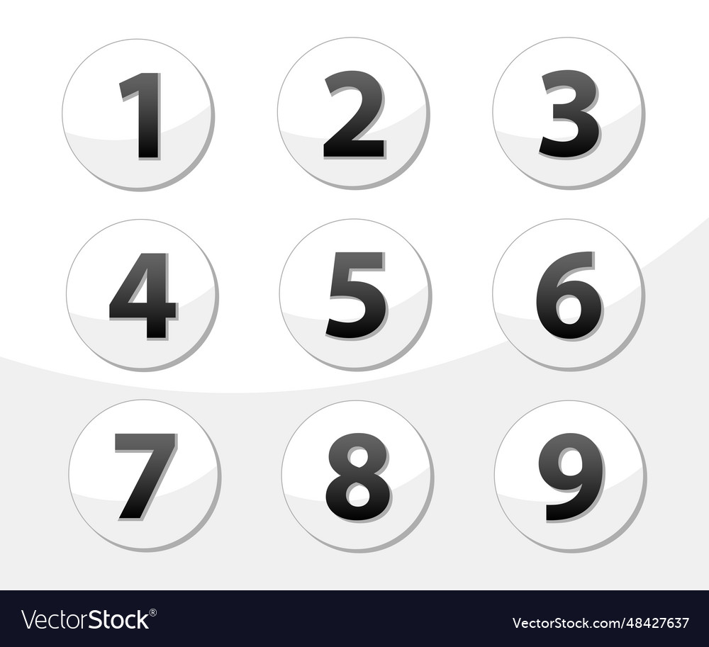 Set of round buttons with numbers from 1 to 9
